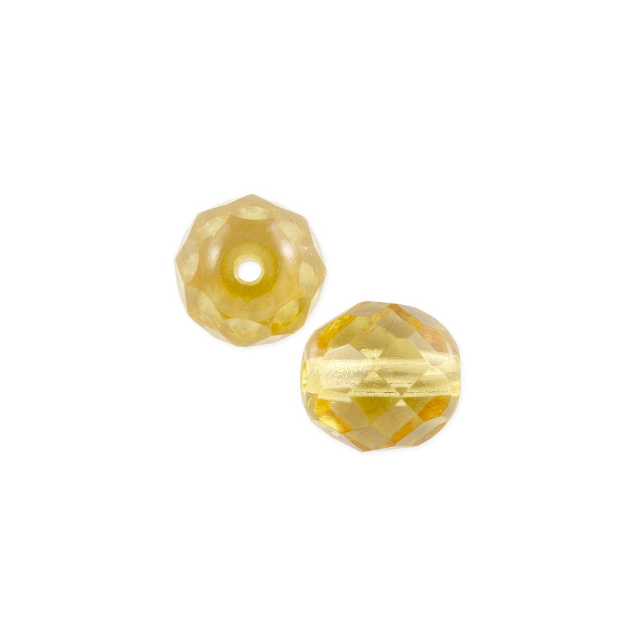 Czech Fire Polished Glass Round Beads 6mm Light Topaz (Package of 25)